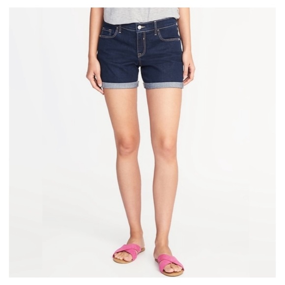 Old Navy Pants - Old Navy Slim Midi Dark Wash Denim Jean Shorts 16